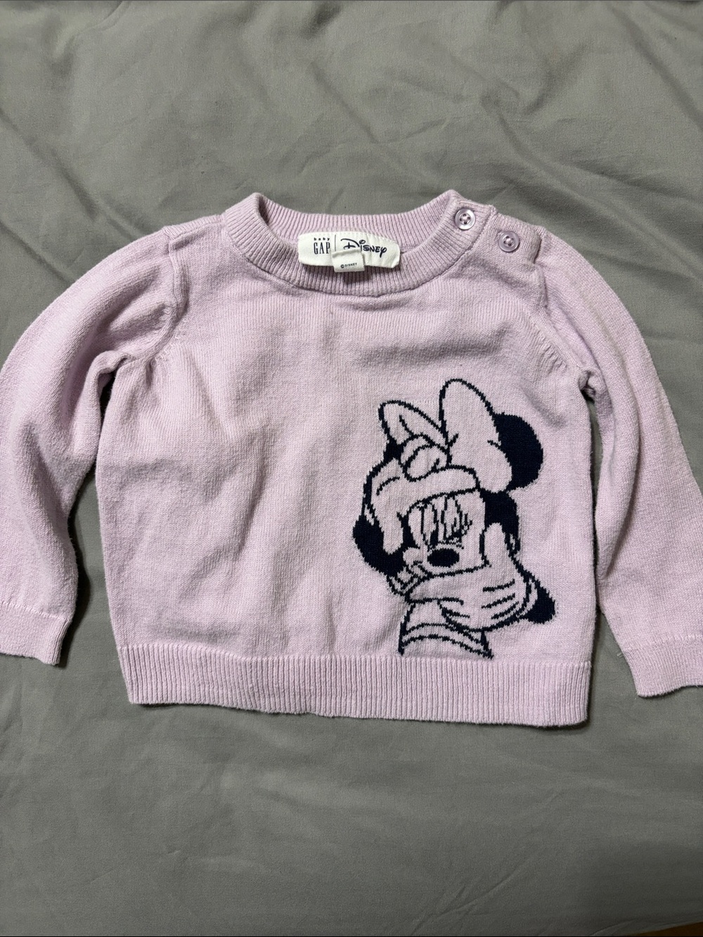 GAP Lilac Crewneck Sweater with Minnie Mouse Graphic
